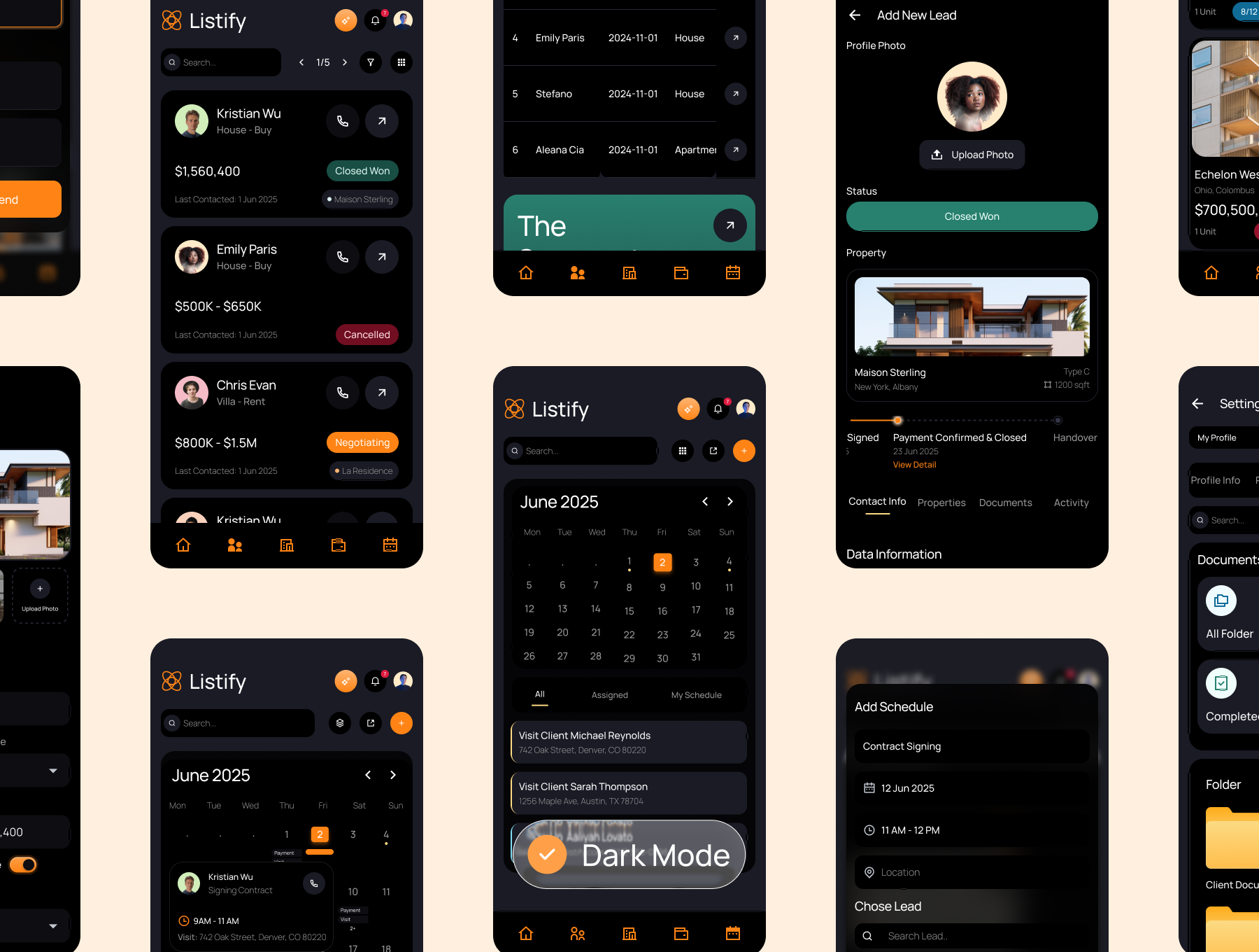 房地产客户关系管理仪表盘UI套件Listify-AxureUX